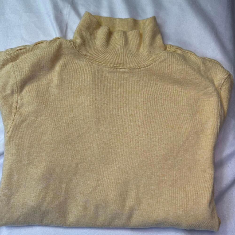 Womens Pendleton Yellow‎ Mock Collar Long Sleeved Top Large Cotton